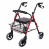 DÉAMBULATEUR A QUATRE ROUES AVEC ASSISE Facilitez vos déplacements avec ce déambulateur 4 roues couleur Ruby, équipé d’un siège et d’un panier. Idéal pour un usage quotidien à l’intérieur comme à l’extérieur. Excellent rapport qualité/prix. Couleur Ruby (existe en couleur Quartz) Robuste et léger Siège et barre de sécurité rembourrés Panier de rangement intégré Pliable Freins verrouillables Disponible avec ou sans ordonnance Supporte un poids de 160 kg maximum Poids du déambulateur : 6,8 kg Largeur totale : 60,5 cm Dimensions du déambulateur : l62xP53 cm Siège : 35,5 x 31,5 cm Poignées - hauteur par rapport au sol : 78 cm (min) / 90 cm (max) Hauteur du siège : 53,5 cm Diamètre des roues : 20 cm Poids max. de l’utilisateur : 160 kg